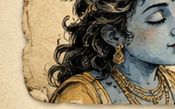 Krishna smelling a lotus