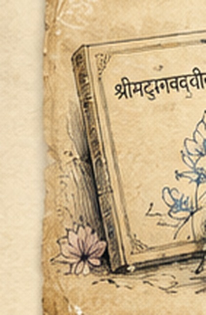 Bhagavad Gita, peacock feather and ink